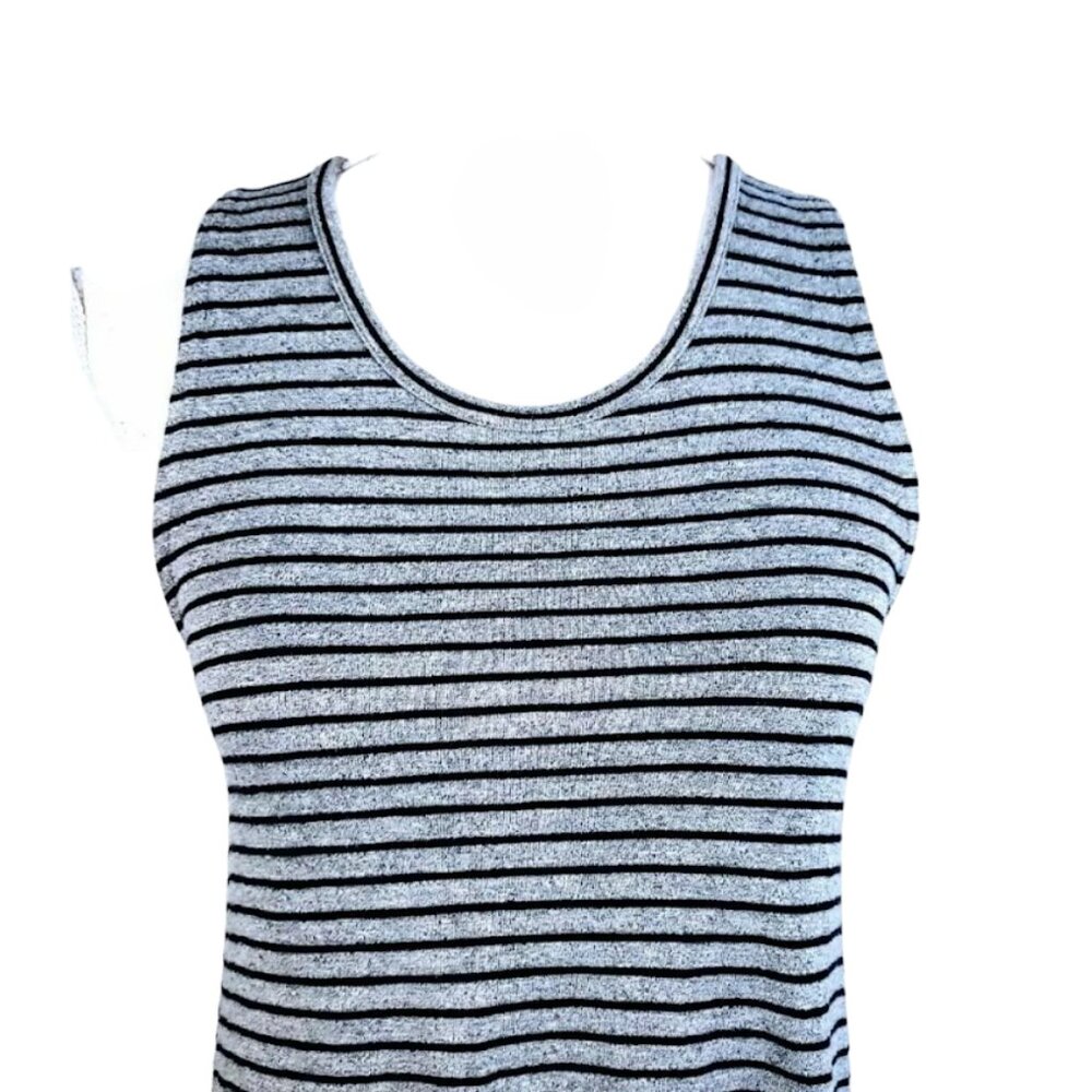 MADEWELL Highpoint Tank Dress, Gray Black Striped Soft Sleeveless Relaxed Boho S - Picture 8 of 15